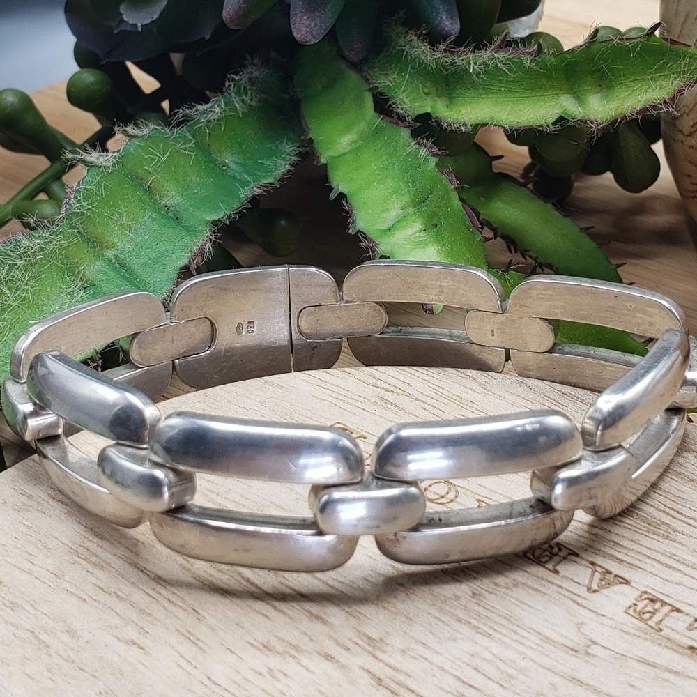 .830 Sterling Silver Large Link Old Vintage Unisex